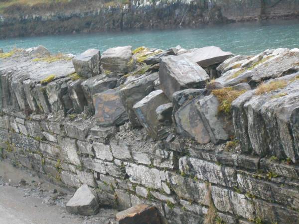 Crumbling sea wall Cape Clear